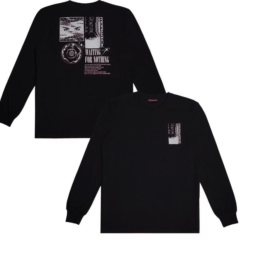 ▼ Morwick Kaos Lengan Panjang Nothing Hitam ✺