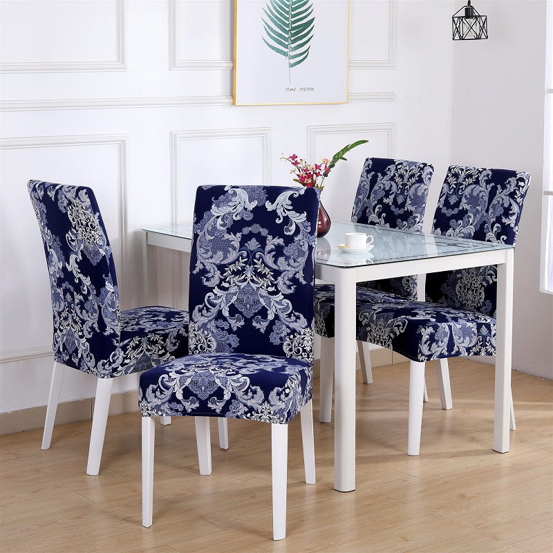 Mi.more 4pcs Sarung Kursi Flower Patterns Elastic Chair Cover Removable Washable Dining Chair Cover Elastis Anti Slip Non Slip Kursi Penutup Dilepas Dicuci Elastis Kursi Penutup Chair Cover