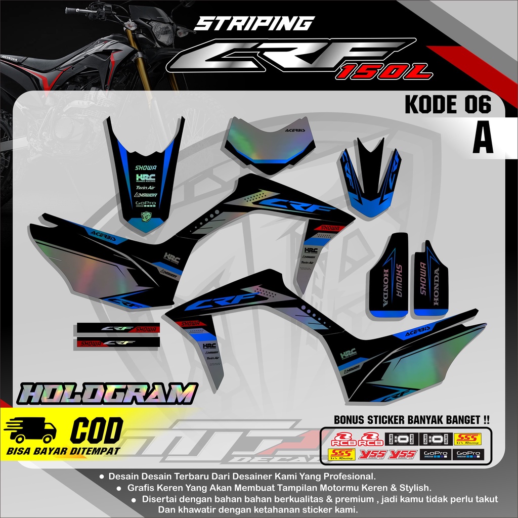 (COD) Sticker DECAL HOLOGRAM PELANGI CRF - Sticker Lis Variasi Semifull CRF 150L Design Grafis Simpl