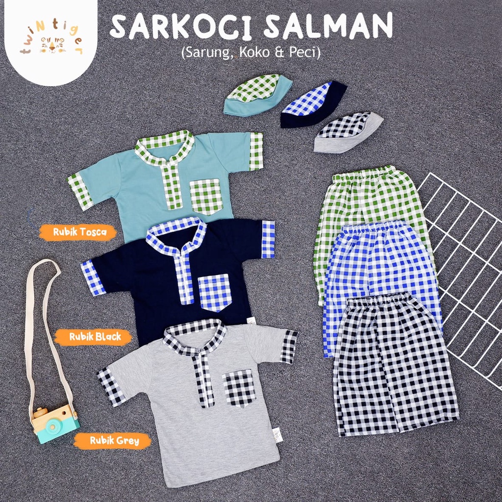 TWIN TIGER SARKOCI FARHAN 3 in 1 SARKOCI SALMAN RUBIK Baju Lebaran Baju koko Bayi Pakaian Muslim Bayi Romper KoKo Sarkoci