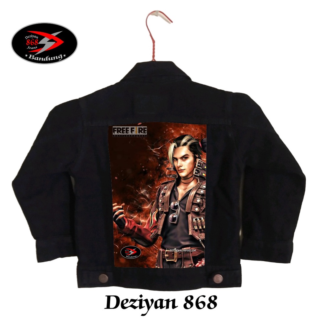 FREE FIRE JAKET ANAK HITAM PRINTING/ gambar ff free fire jaket