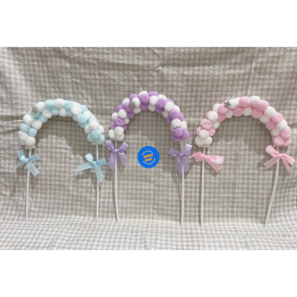 Topper Cake Bola Pom Melengkung / Topper Cake Bola Pom Bando Bagus