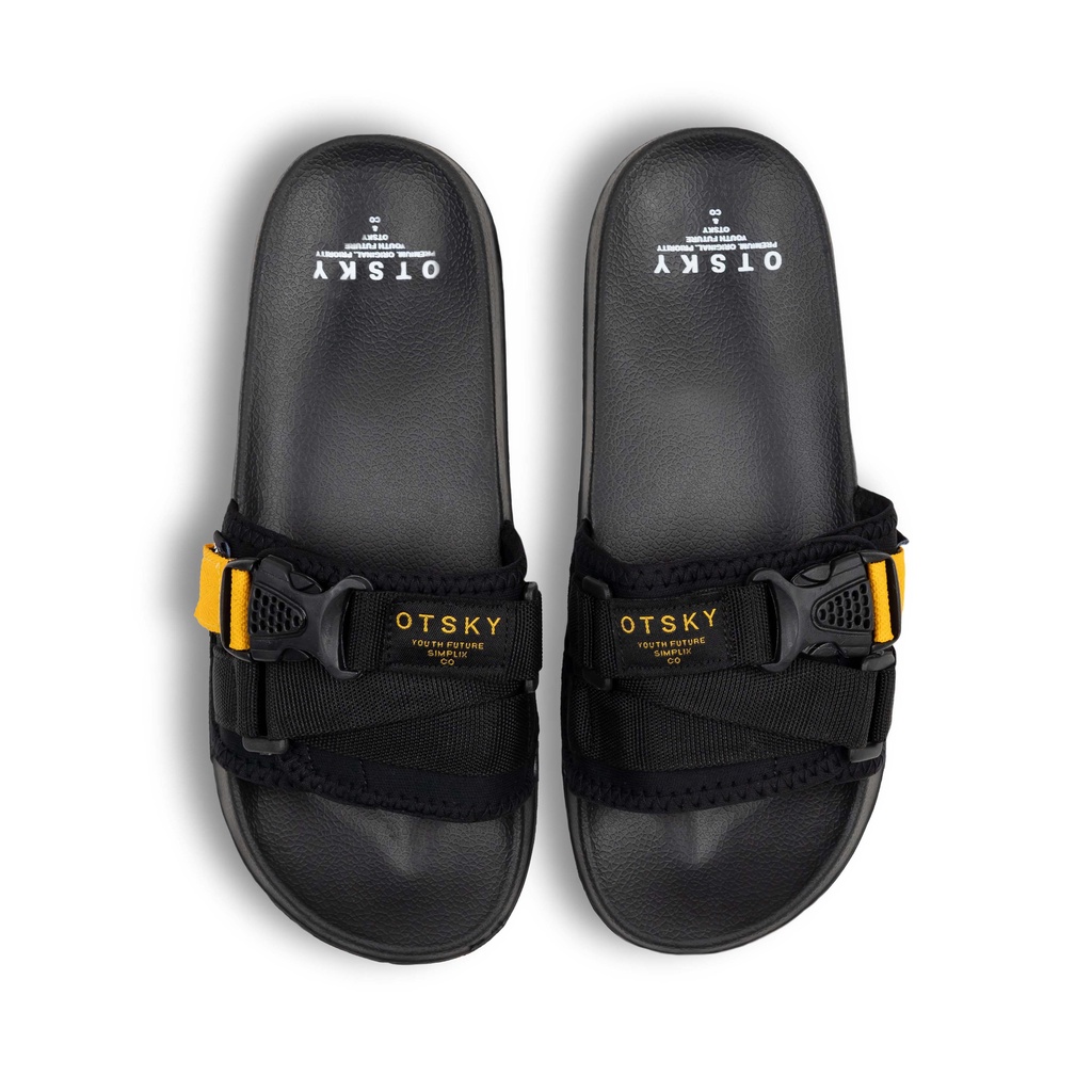 Otsky Sandal Slide Slip on Strap Series Tali Kuning Black