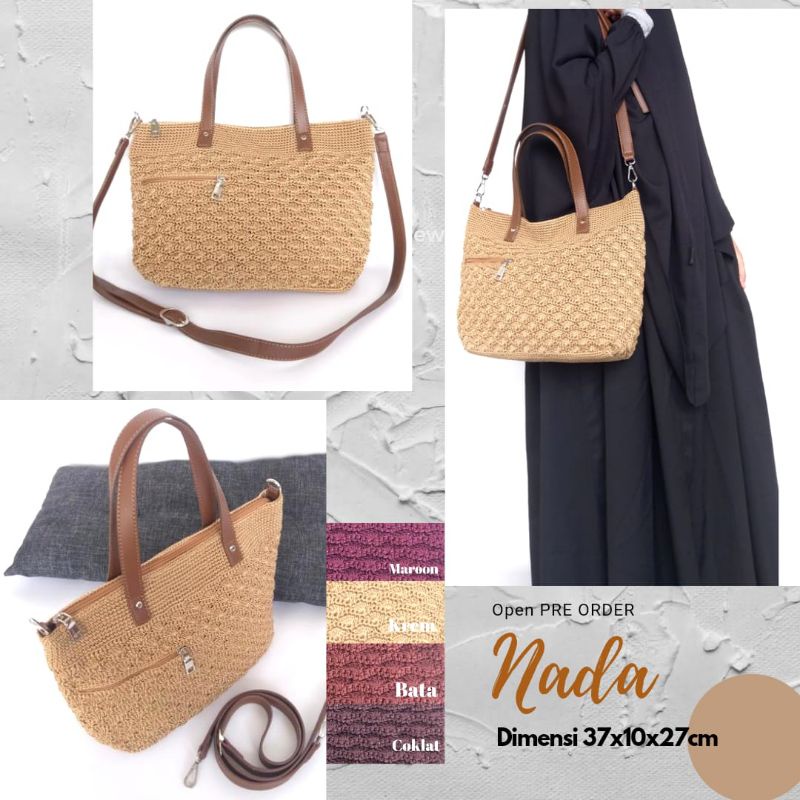 Tas Rajut Bahu Nada Nilon Furing Waterproof
