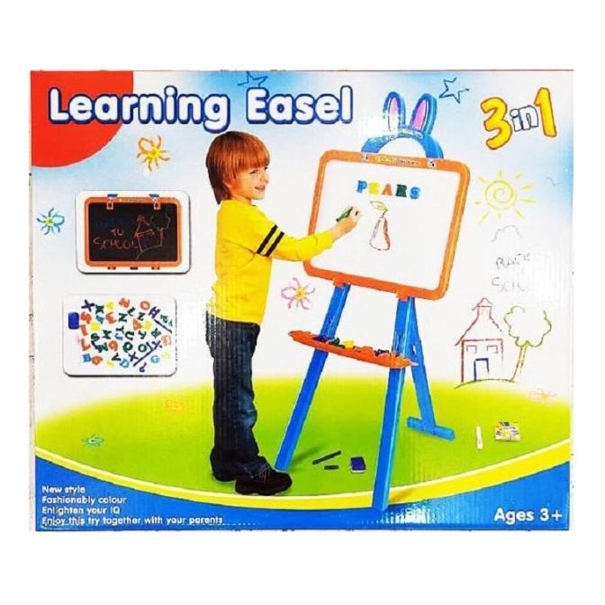 

Mainan Anak Learning Easel 3 In 1 Papan Tulis Magnet Black White Board