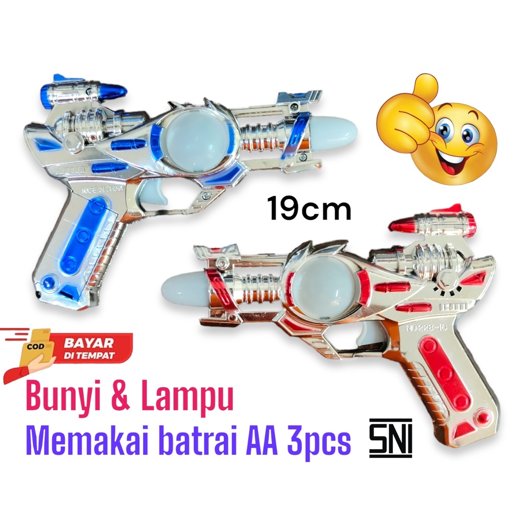 Mainan Pistol Anak Elektrik 19cm 838A3 Bunyi dan Lampu