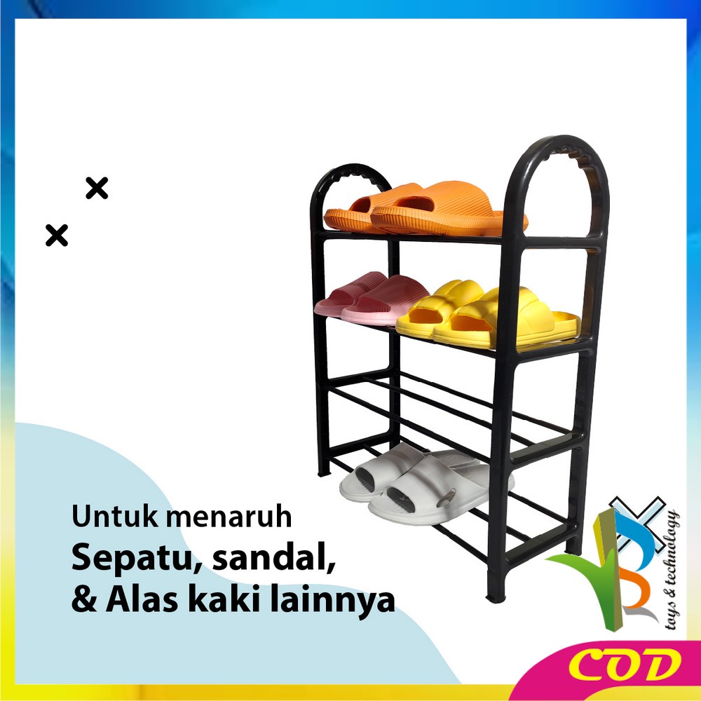 RB-C807 Rak Sepatu Sandal 4 Tingkat Penyimpanan Multifungsi Bahan Plastik / Rak Susun Portable Tempat Sepatu Home Organizer Shoe Rack