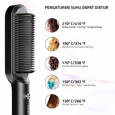 [ JI ] Sisir Catokan Listrik Pelurus Rambut straight Combs 2 in 1 / Alat Catok Pelurus Rambut