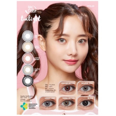 Cod Paket Softlens Irislab Twilight Normal Dia 14,2mm + Air Softlens X2 60ml + Pinset + Lenscase / Softlens Living Color Sepaket