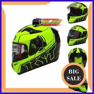 last stok PROMO KYT K2 RIDER FLAT CLEAR SERI 1 YELLOW FLUO ORIGINAL HELM SNI TERMURAH 140ZZ3