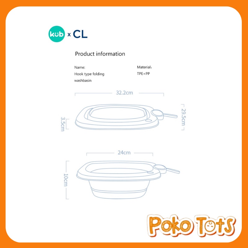 KUB Hook Type Folding Wash Basin Baskom Lipat Foldable Wash WHS