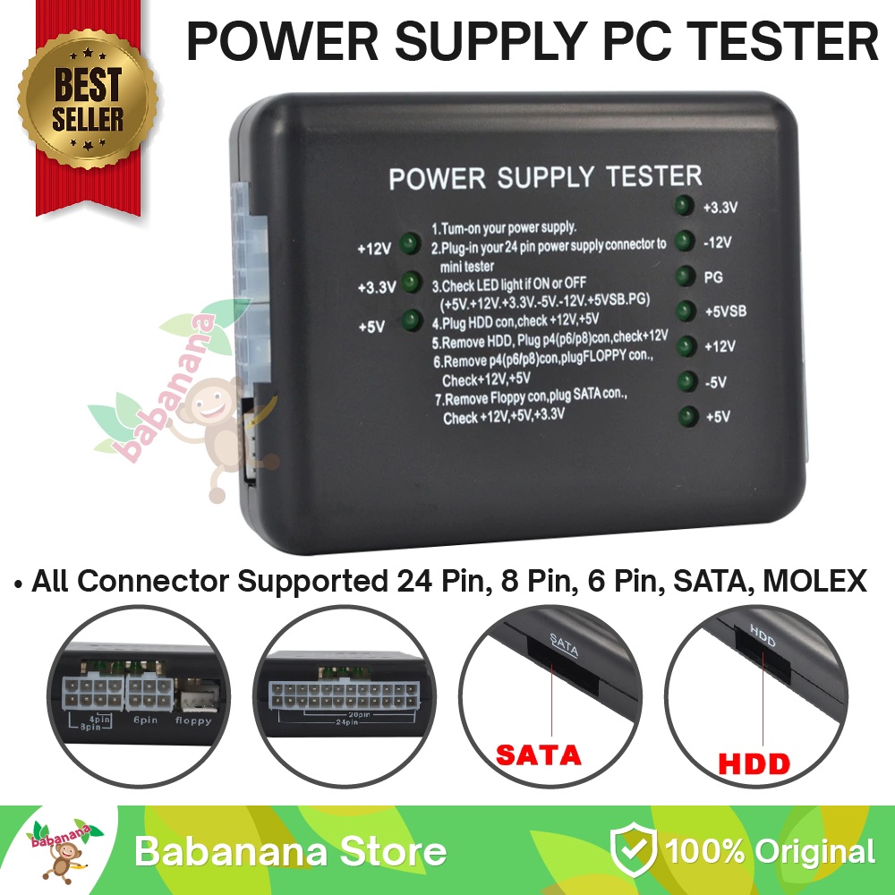 Power supply tester led atx sata hdd 24pin psu motherboard alat tes