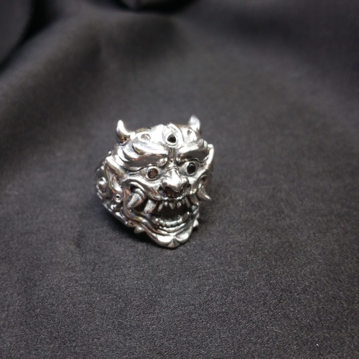 Cincin Pria Perak Motif Oni Jepang Hannya