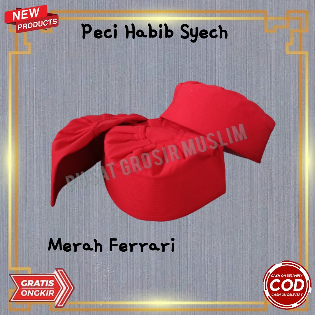 Peci Habib Syech Merah Ferrari / Peci Ijazi / kopiah bahan Solo / Peci Rempel