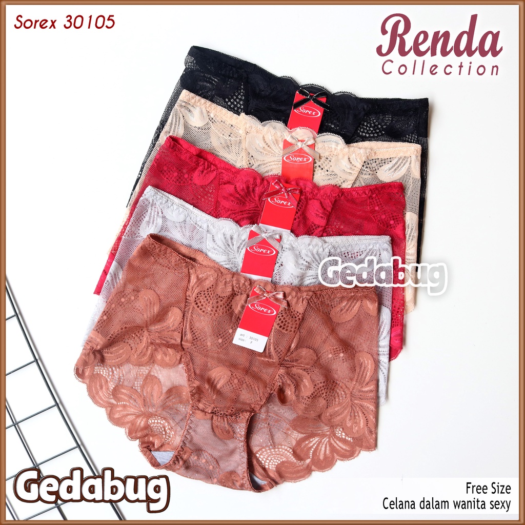 CD Sorex 30105 | Celana Dalam Wanita dewasa Semi Transparan Renda Bunga | Gedabug