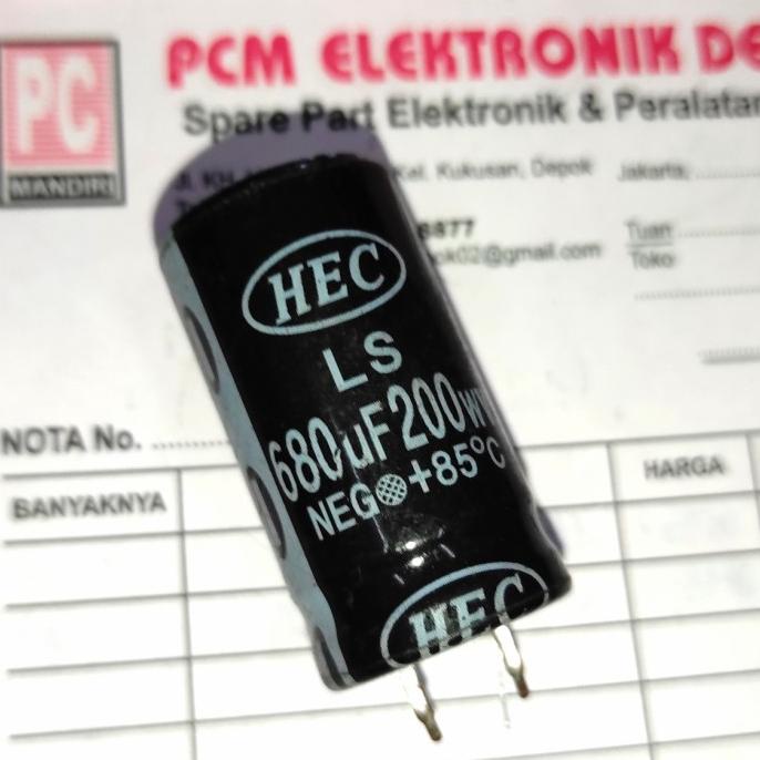 680uf 200V 680 200 Elko Elco Kapasitor pcmelektrob9090 Berkualitas