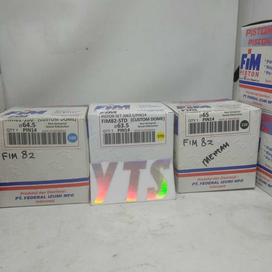 PISTON KIT FIM 82 PIN 14 MENTAH CBR 150R, SUPRA GT 150R(63,5/64,5/65)