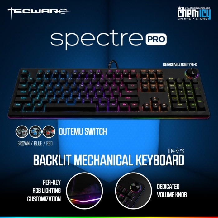 Terlaris Tecware Spectre Pro Fullsize Rgb Underglow Mechanical Gaming Keyboard