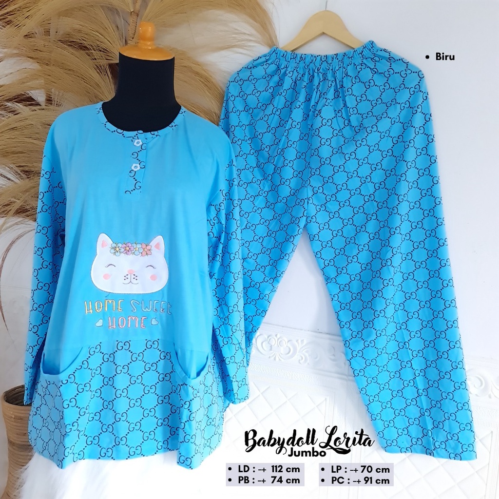PIYAMA LORITA WANITA KEKINIAN BAHAN KAOS KATUN PREMIUM LEMBUT NYAMAN DIPAKAI