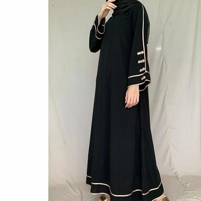 Abaya Arab Muslimah Dres Gamis Botdil Hitam Fashion Wanita Syair Hijab