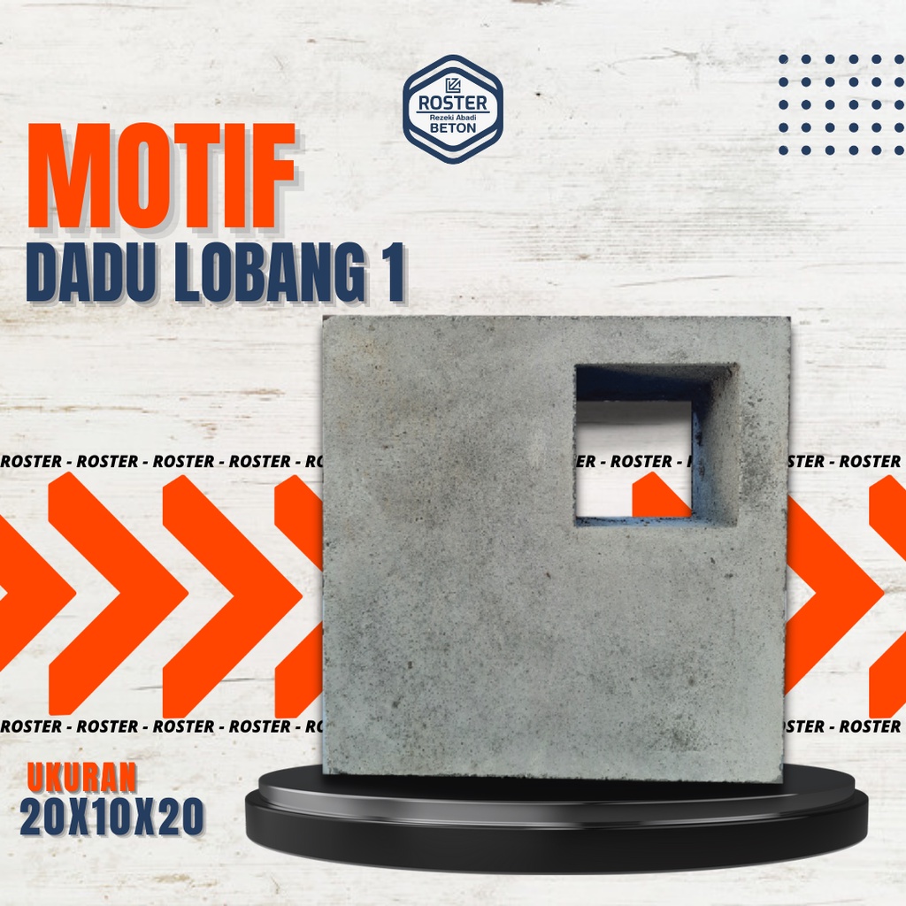 Roster Beton Minimalis Atau lubang Angin Motif Dadu Lubang 1 Ukuran 20cm X 10cm X 20cm