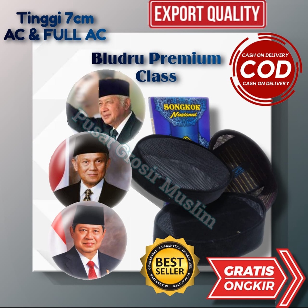 Songkok Nasional Hitam Peci Kopiah Songkok Azmi Polos AC Tinggi 7 dan 8 Kualitas Premium!!!