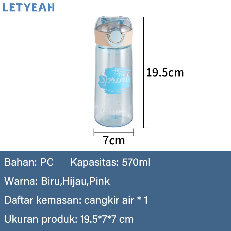 letyeah botol air minum lucu portable/570ml tempat air minum anak/ botol minum BPA free