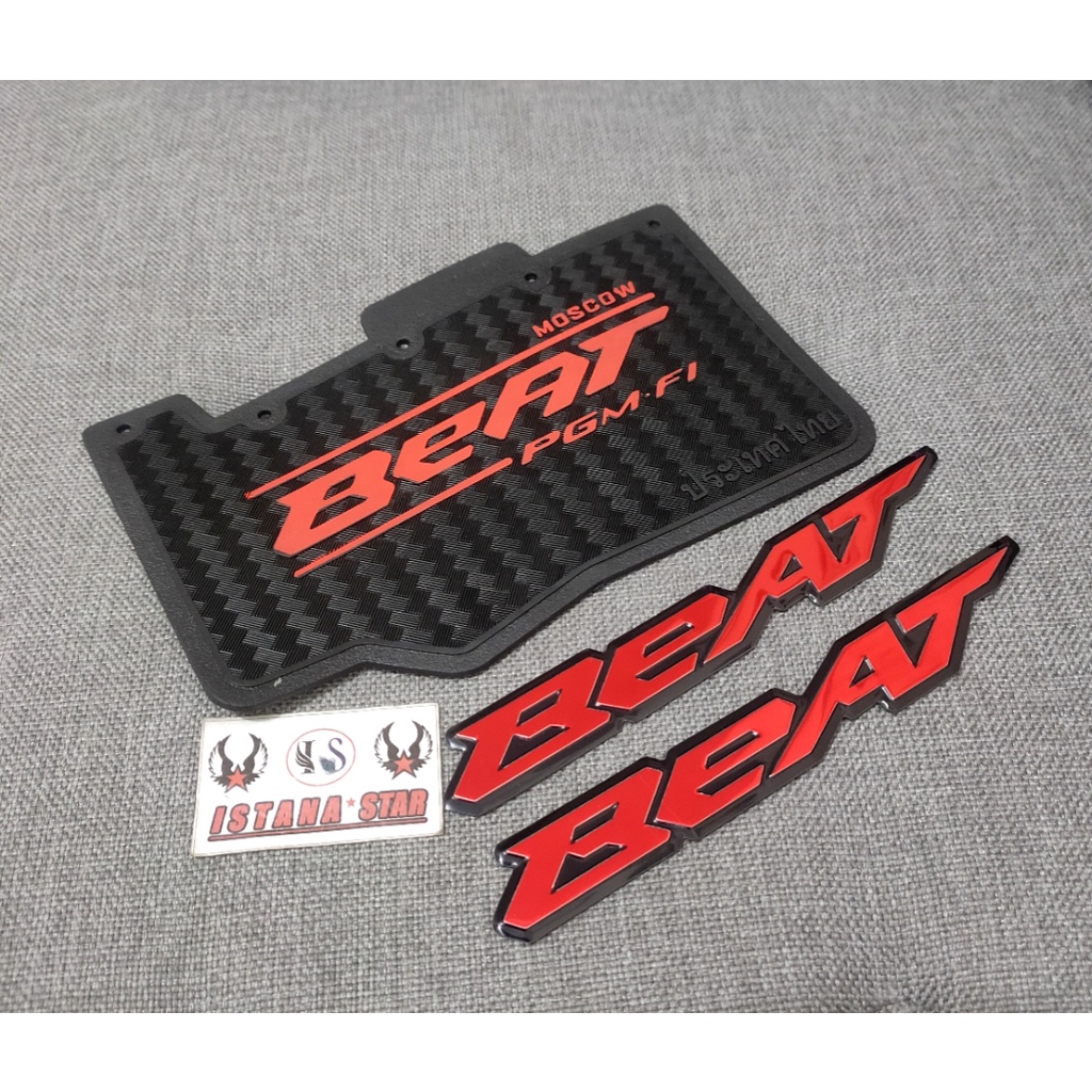 emblem timbul BEAT murah tapi mewah plus mudflap BEAT carbon