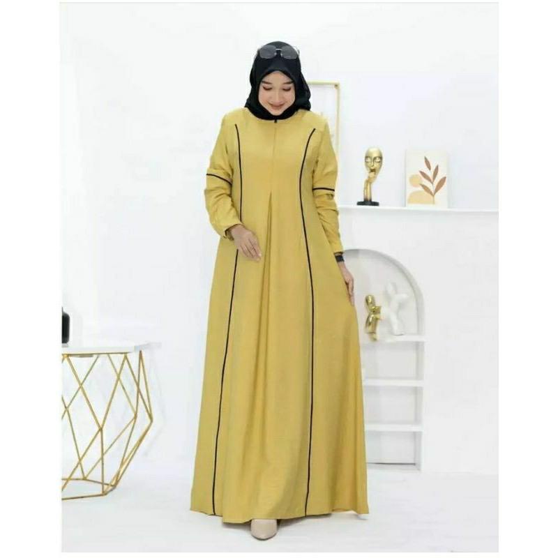 Baju Gamis Crinkle Woori Dress Maxy Gamis Remaja Kekinian Pakaian Muslim Wanita Ld114 CM Gamis Terbaru 2023 Lebaran Wanita