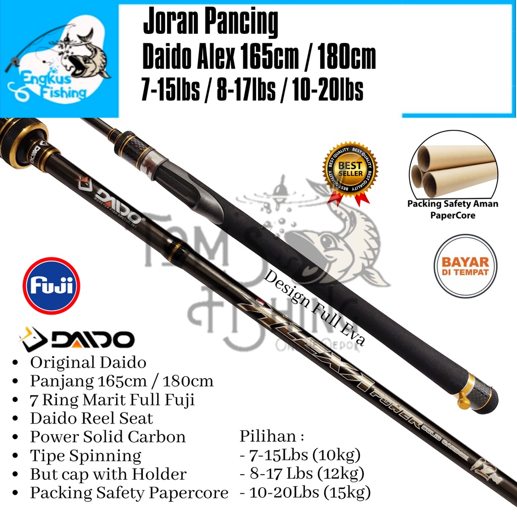 Joran Pancing Daido Alexa Solid / Japan style 150cm - 180cm (8kg-15kg) Fuji Carbon Solid - Engkus Fishing