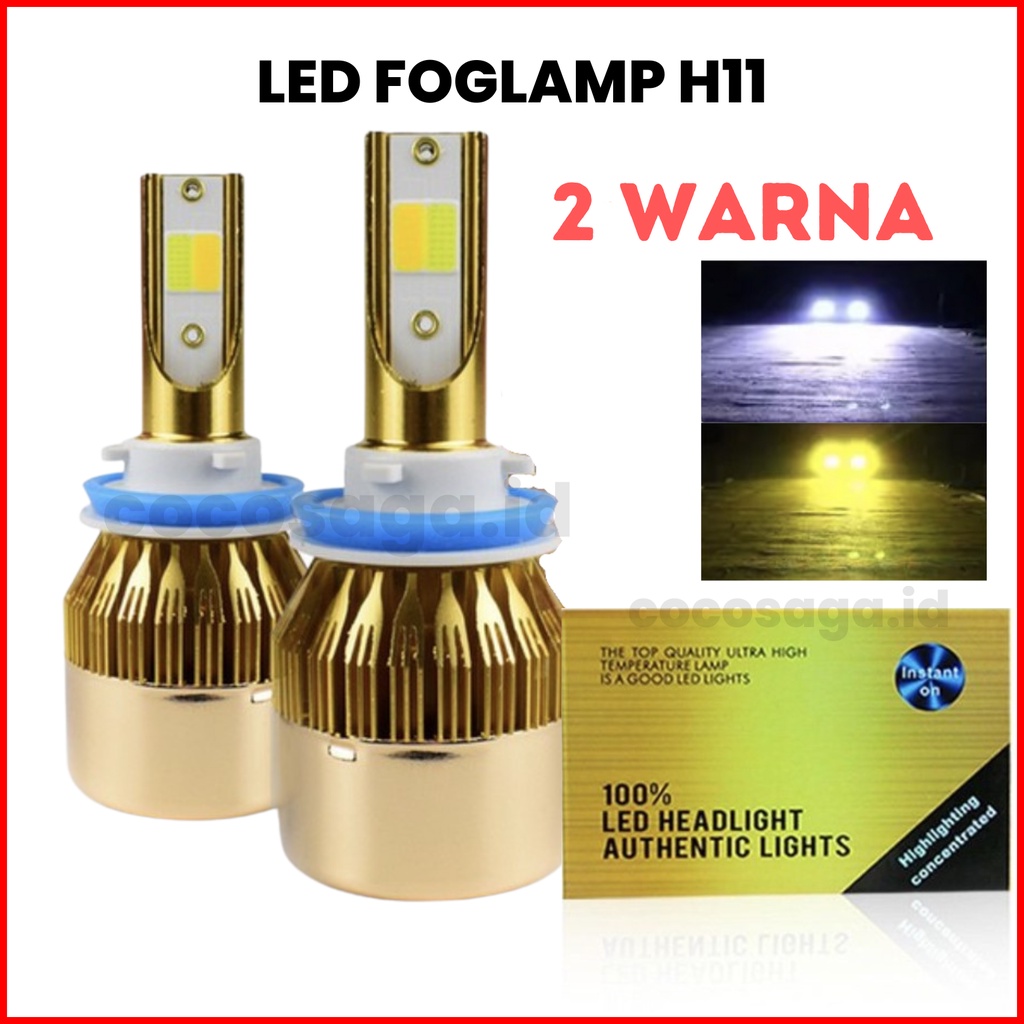 Lampu LED Foglamp 3 warna soket H11 Mobil (Putih Kuning) 36 watt