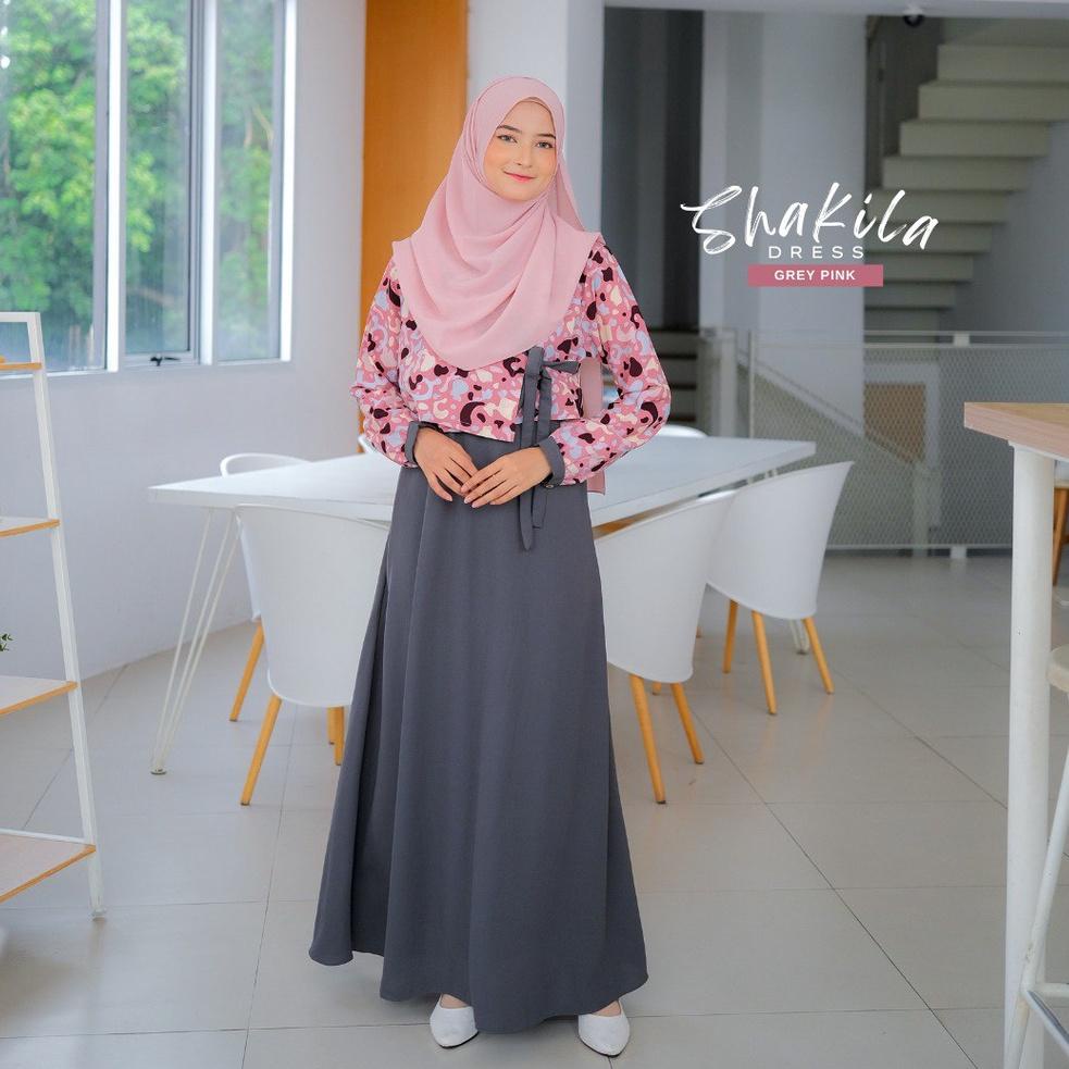 HARGA TERMURAH Promo SHAKILA Abstrak Series Gamis Korean Style Fashion Muslimah Remaja By Riskirich