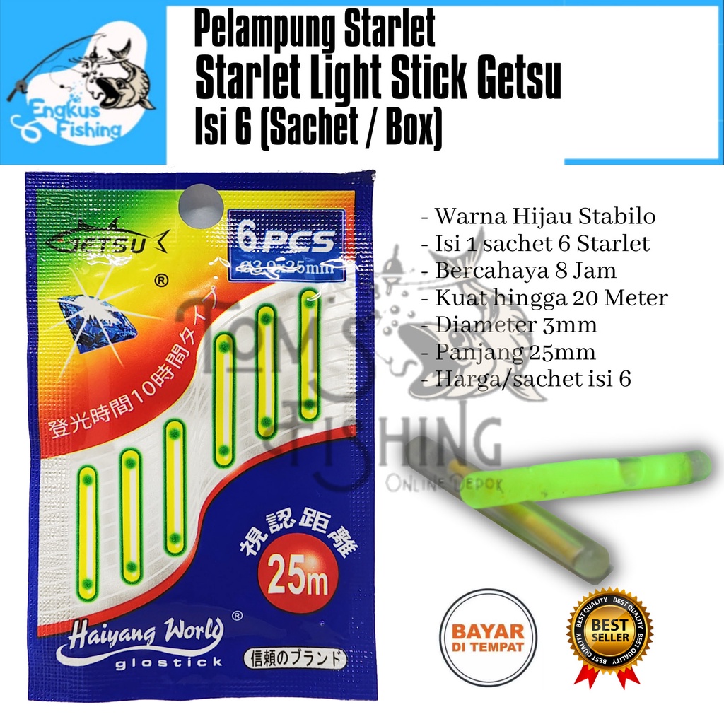 Pelampung Pancing Starlet Starlite Light Stick Getsu Box Isi 6pcs (50 Sachet) Murah - Engkus Fishing