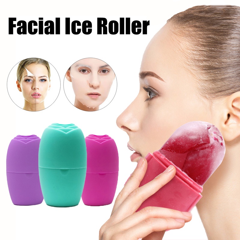 ICE GLOBES ROLLER - Pink/Blue-Beauty Crystal Ball Glitter/ Ice Globes Facial Roller Glitter/ alat pijat Muka Untuk Perawatan Kulit Wajah/Anti aging/Jerawat Perawatan