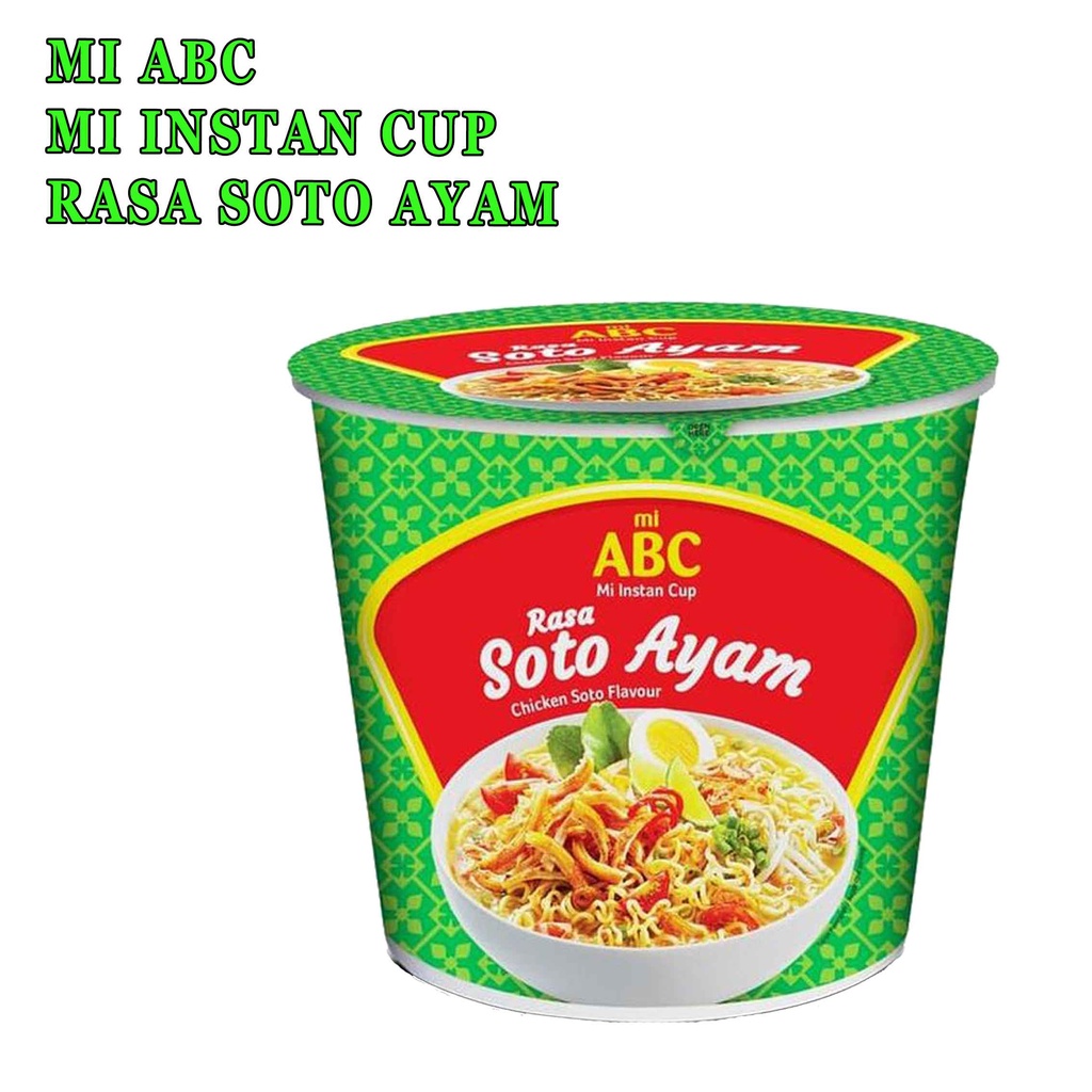 MI INSTAN* MIE ABC CUP* RASA KARI AYAM* SOTO AYAM 60g