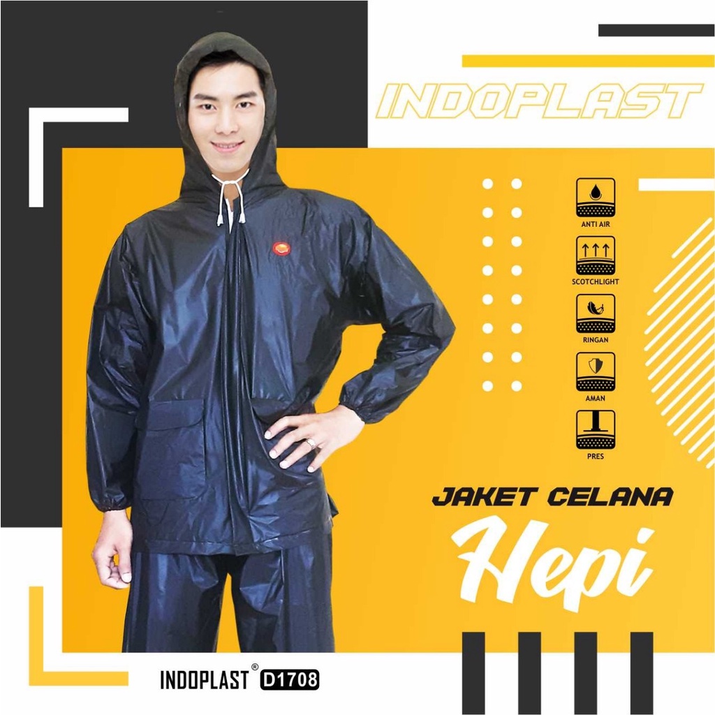 FELWINSHOP Jas Hujan Murah Hepi Bahan PVC Lentur Jaket Celana Dewasa Mirip Midi dan Ceria