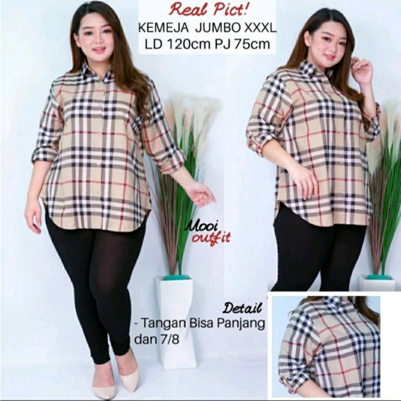 KEMEJA MOTIF KOTAK TARTAN JUMBO M XL XXL 3XL 4XL LD SAMPAI 120CM BAHAN TEBAL DAN ADEM BISA COD SELUR