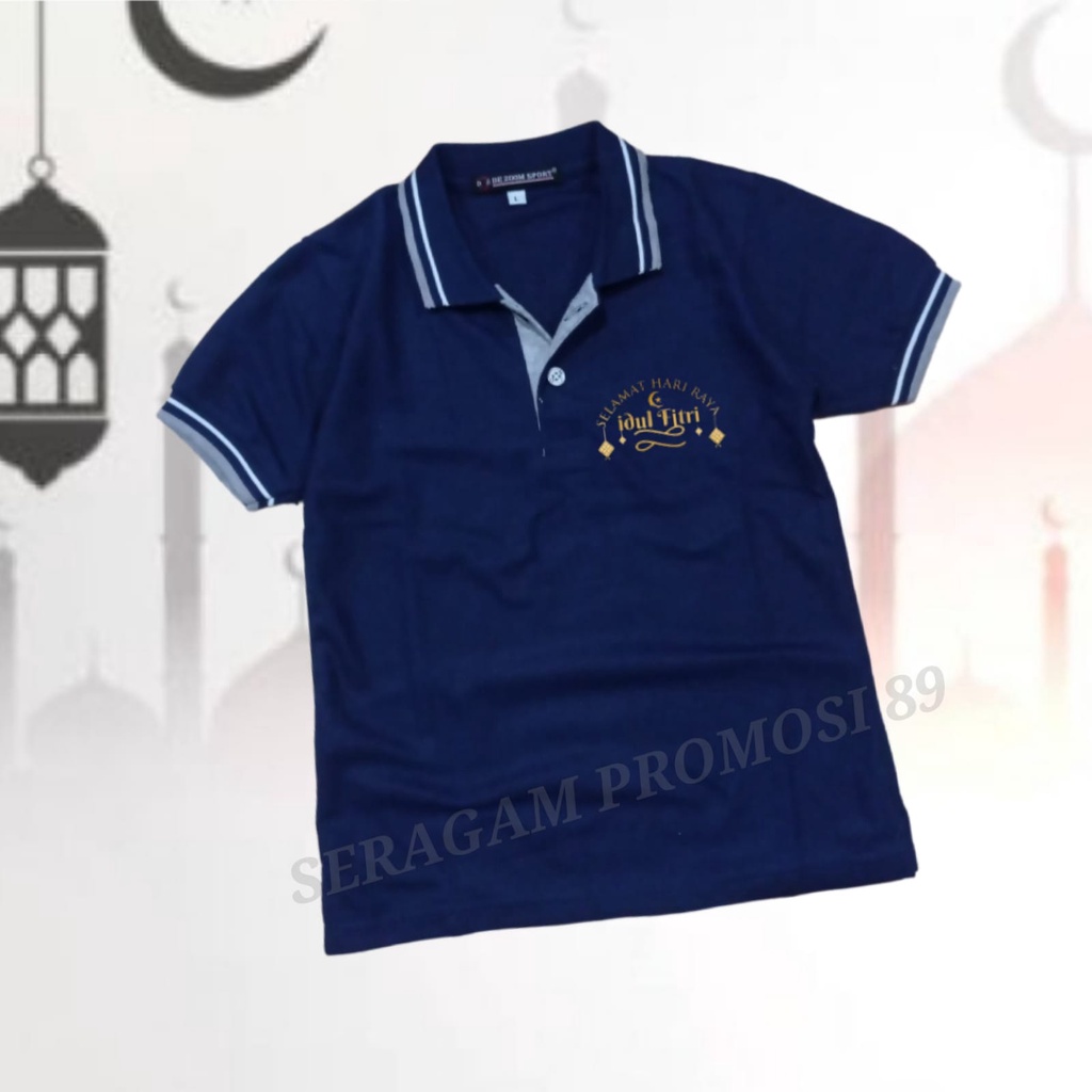 Poloshirt Kaos Kerah Lebaran Anak 3tahun-11tahun/Kaos Anak Motif sablon Idul Fitri