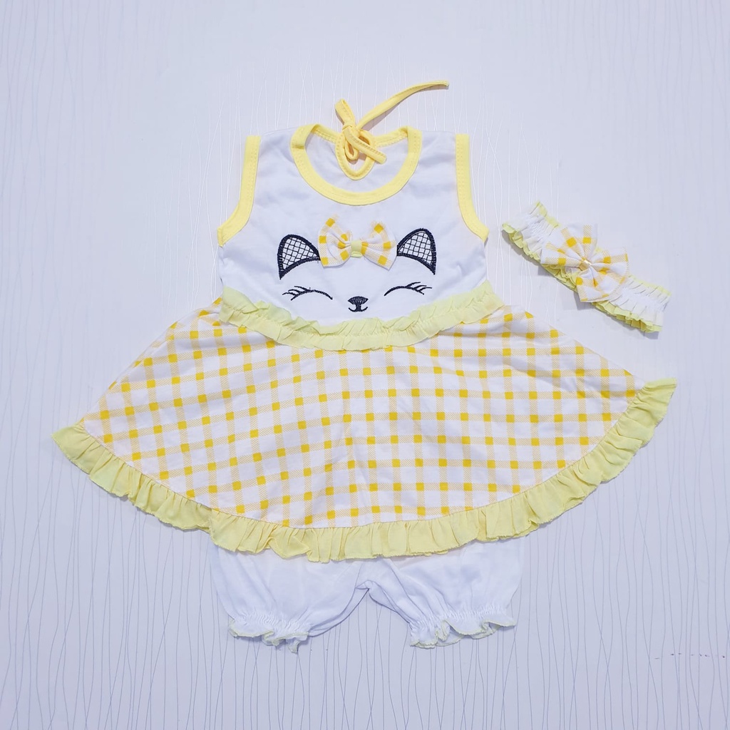 setelan dress anak perempuan usia  0-12 bulan motif bunga