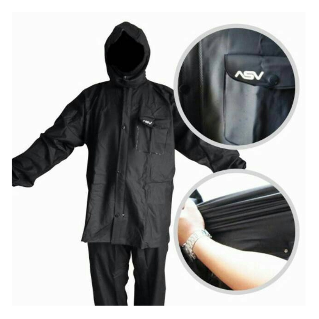 Jas Hujan ASV Jaket Celana Dewasa Bahan Karet PVC Hot Press Kualitas Original Anti Rembes