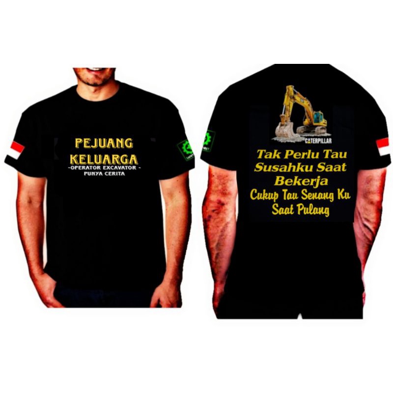 Baju kaos  pejuang keluarga excavator Caterpillar