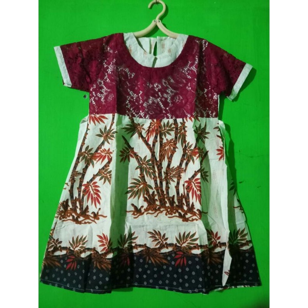 dress anak kombinasi batik brukat