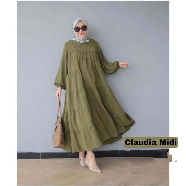 Gamis Claudia Midi Dress Casual Katun Rayon