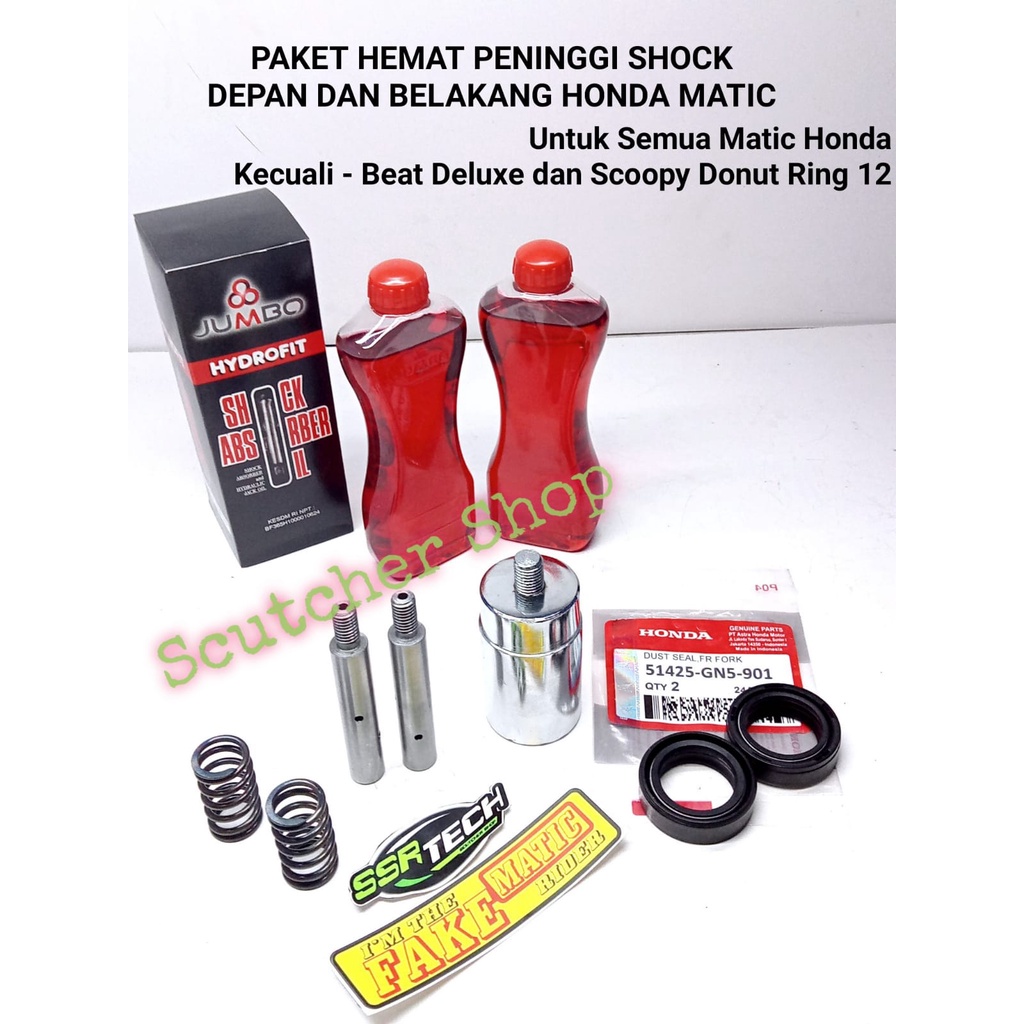 PAKET HEMAT PENINGGI SHOCK DEPAN DAN BELAKANG HONDA MATIC BEAT STREET VARIO SCOOPY SPACY