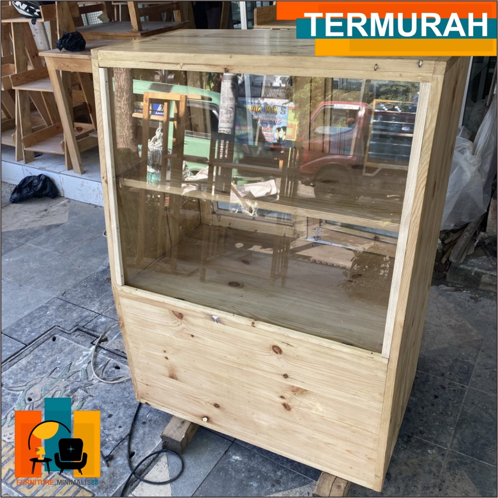 Etalasae Kayu Display | Etalase Untuk Pajangan Roti | Etalase Display Makanan | Etalase Minimalis Ka