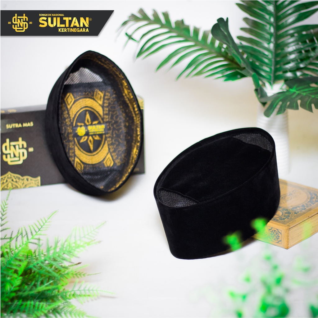 SULTAN SONGKOK Peci Hitam Polos AC Bahan Kain Royal dan Falcon Kopyah Nasional