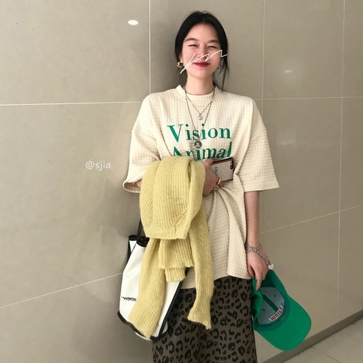 Kaos wanita Kaos oversize putih retro wanita korean style atasan baju wanita kekinian