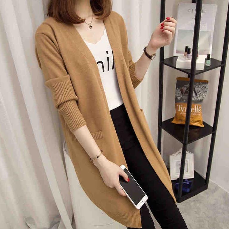 LANGSUNG ATC Woman Long Knit Cardigan Import Premium ( Long Cardi Rajut )
