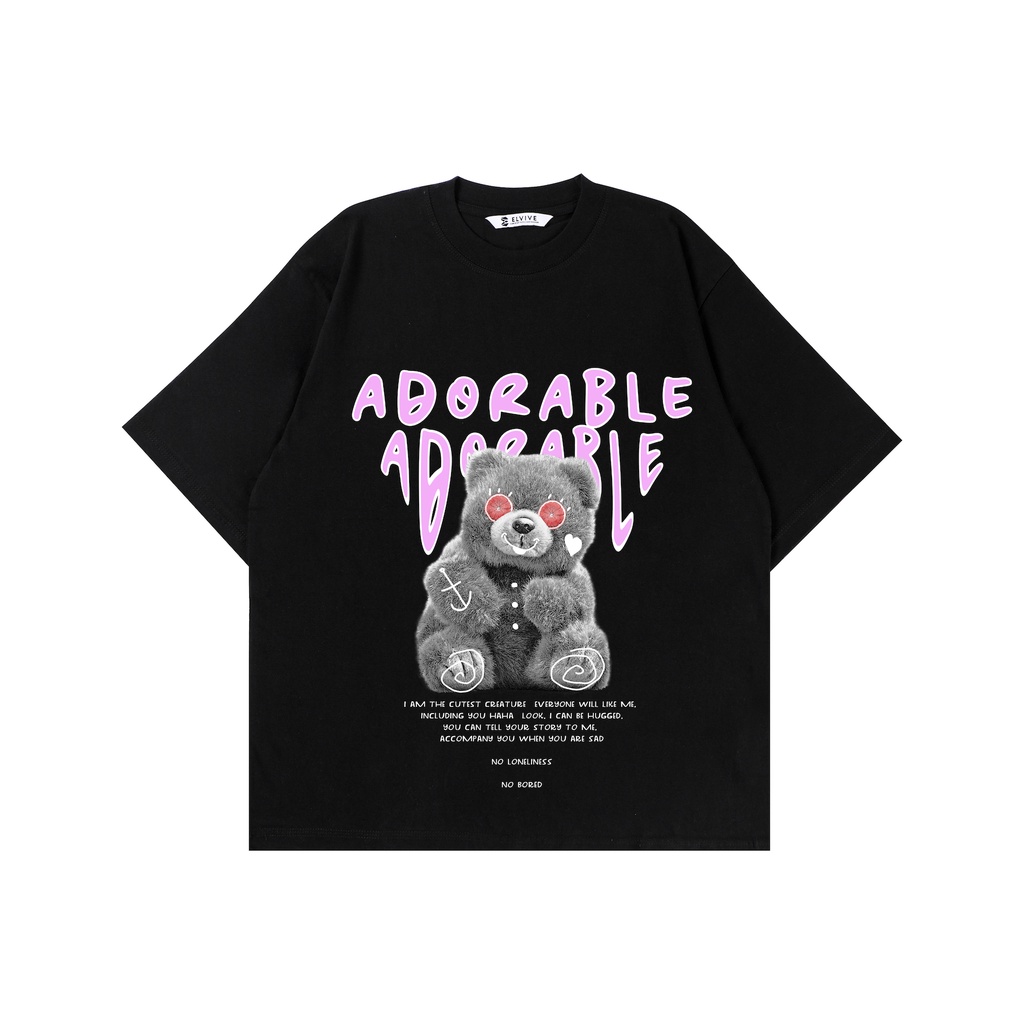 Elvive - Kaos oversize/ Oversized Cute Bear Hitam