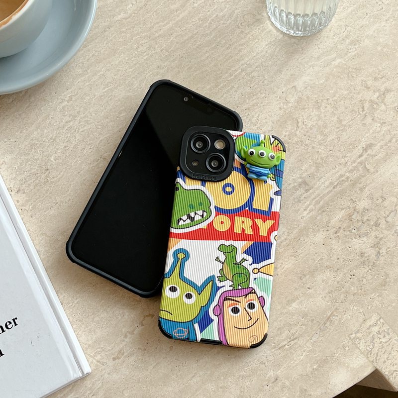 3D Toy Story Alien Monster LOTSO Cartoon Leather SoftCase iP iPhone 7 8 + Plus XS XR 11 12 13 14 Pro Max Casing hp iPhone XR kESING